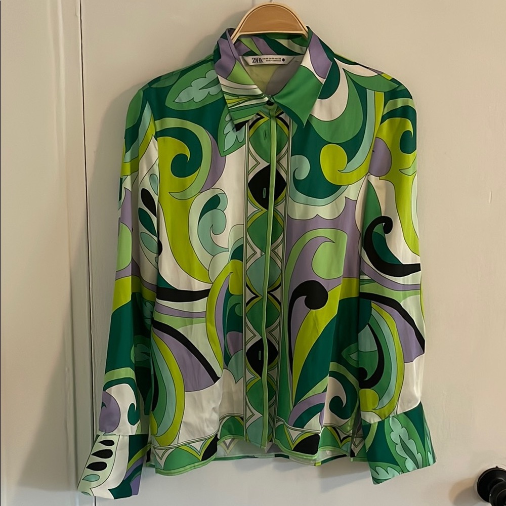 ZARA Retro Print Blouse